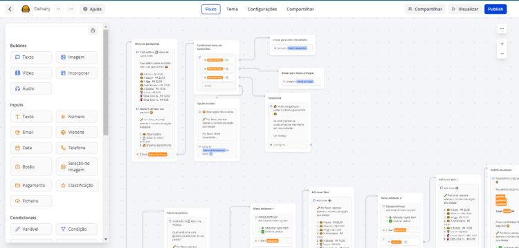 Fluxo Typebot Delivery - Com calculo de itens