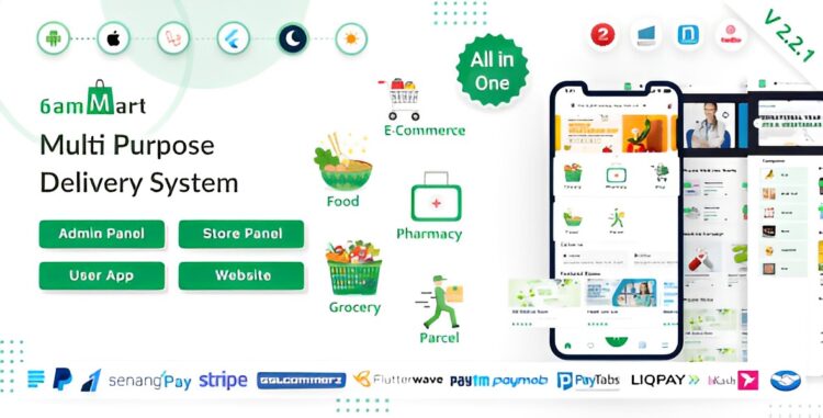 6amMart – Multivendor Food, Grocery, ECommerce, Parcel, Pharmacy Delivery App With Admin & Website PHP